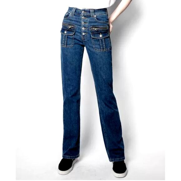 Zadig & Voltaire Eyes Denim Show Blue Jeans Size 27 Metal Button Fly 5 Pocket - Picture 1 of 11